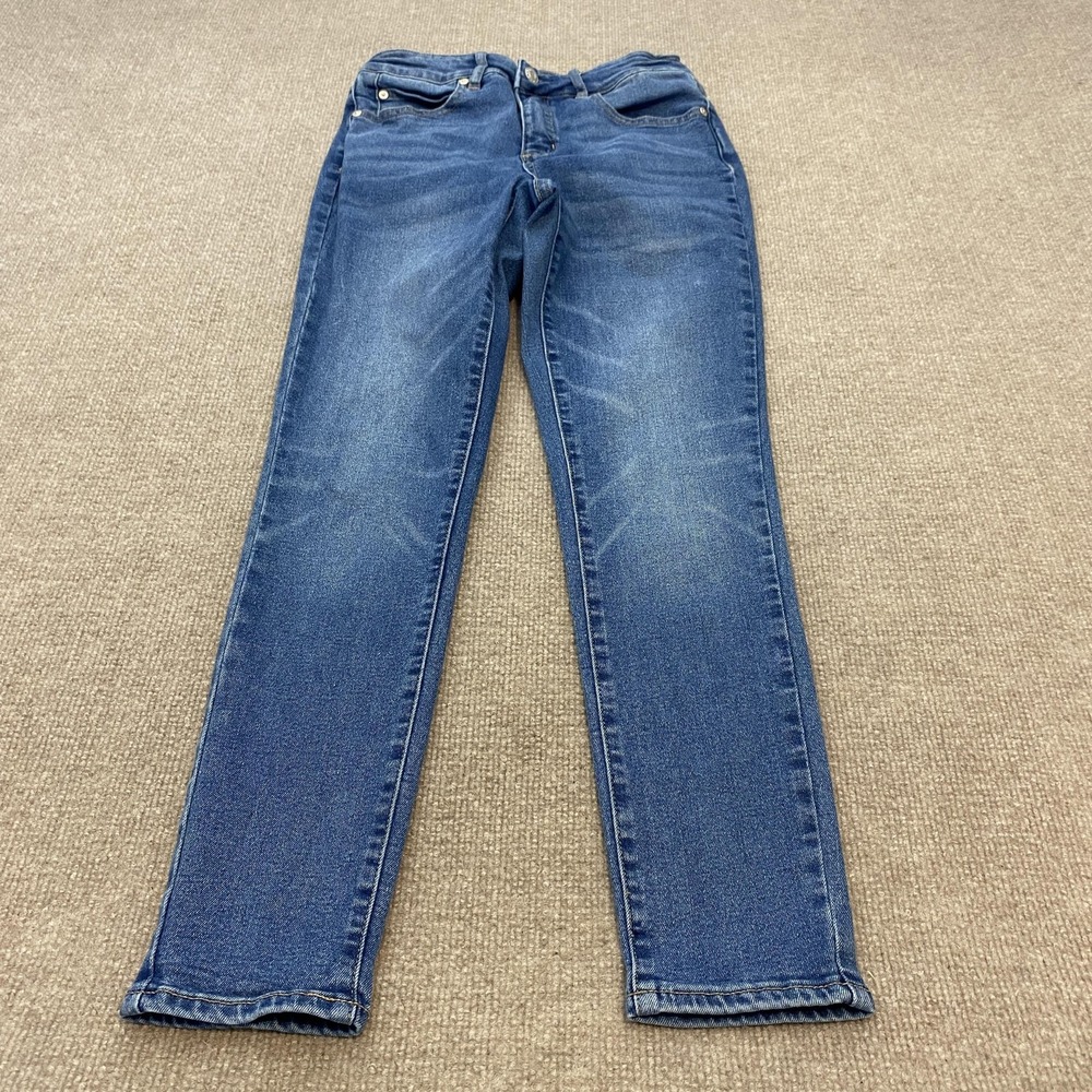 OAT Skinny Jeans Womens 26 Blue Med Wash Mid Rise Slim Stretch Denim Whiskered